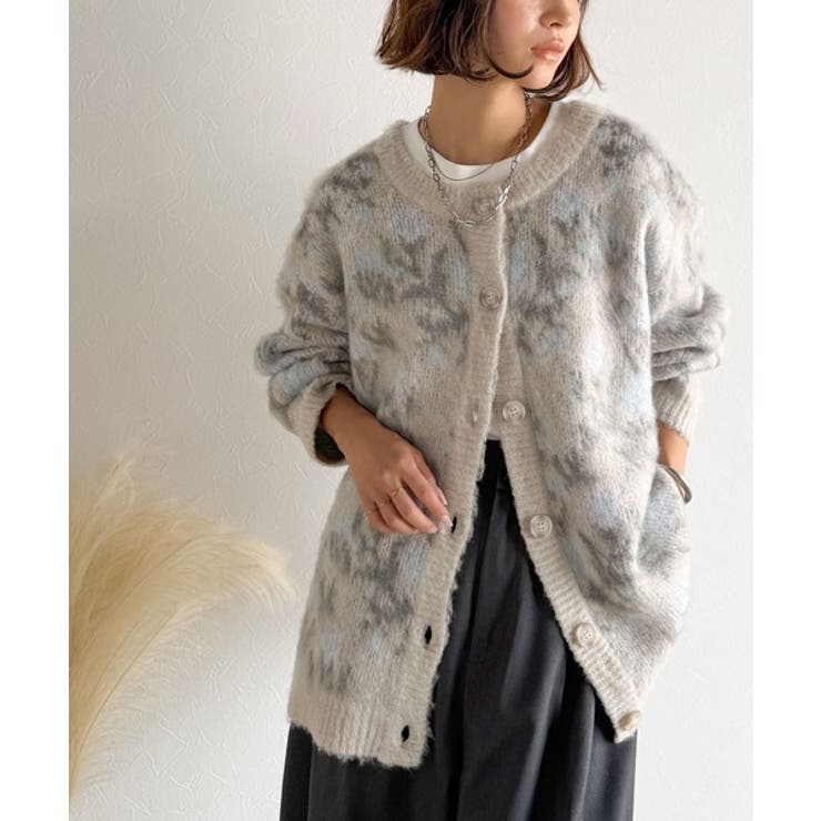 大人可愛いヴィンテージ調。モヘアタッチ前後2wayアンティークラグモチーフ柄ニッ… | Classical Elf  | 詳細画像17 