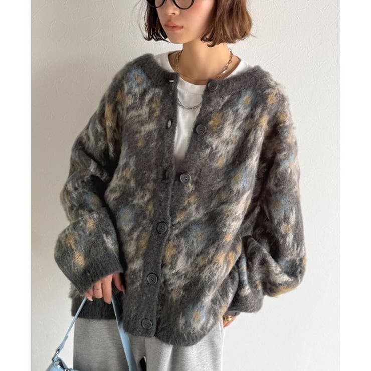 大人可愛いヴィンテージ調。モヘアタッチ前後2wayアンティークラグモチーフ柄ニッ… | Classical Elf  | 詳細画像27 