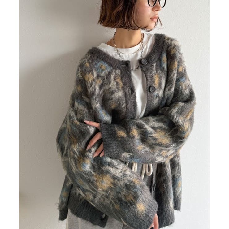 大人可愛いヴィンテージ調。モヘアタッチ前後2wayアンティークラグモチーフ柄ニッ… | Classical Elf  | 詳細画像29 