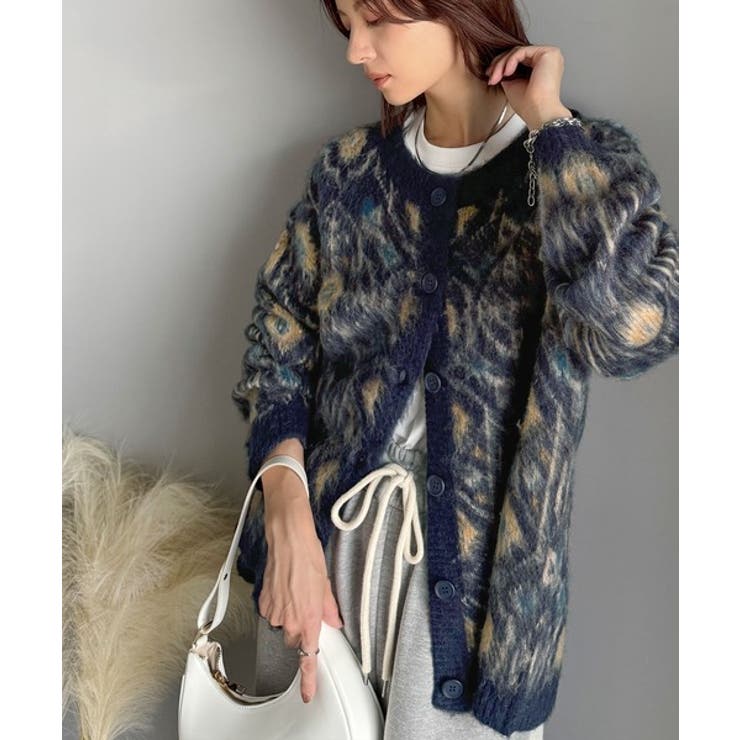 大人可愛いヴィンテージ調。モヘアタッチ前後2wayアンティークラグモチーフ柄ニッ… | Classical Elf  | 詳細画像44 