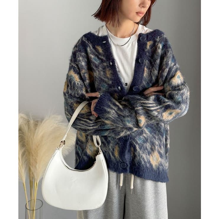 大人可愛いヴィンテージ調。モヘアタッチ前後2wayアンティークラグモチーフ柄ニッ… | Classical Elf  | 詳細画像45 