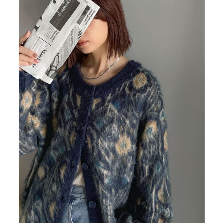 大人可愛いヴィンテージ調。モヘアタッチ前後2wayアンティークラグモチーフ柄ニッ… | Classical Elf  | 詳細画像48 