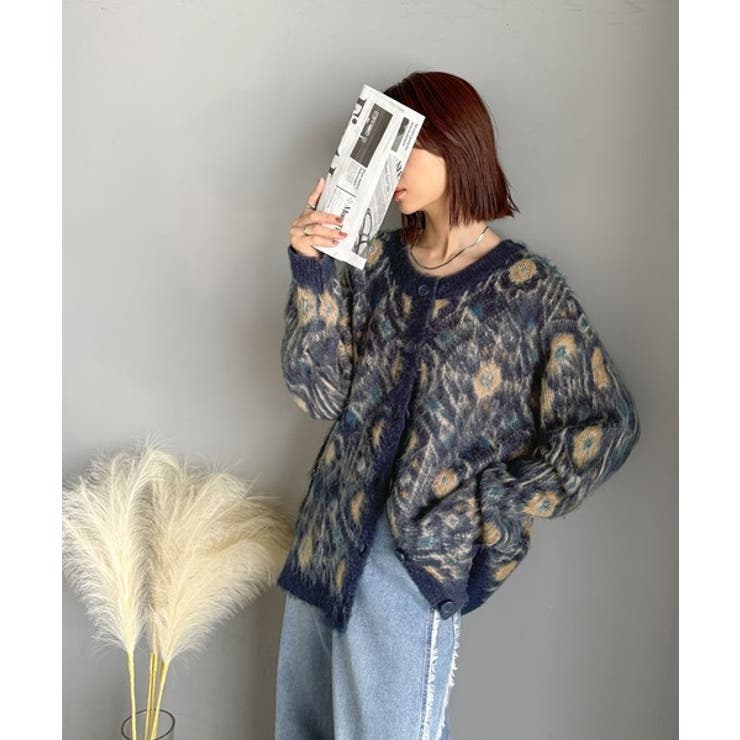 大人可愛いヴィンテージ調。モヘアタッチ前後2wayアンティークラグモチーフ柄ニッ… | Classical Elf  | 詳細画像49 