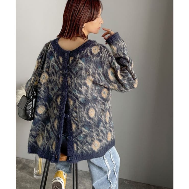 大人可愛いヴィンテージ調。モヘアタッチ前後2wayアンティークラグモチーフ柄ニッ… | Classical Elf  | 詳細画像50 