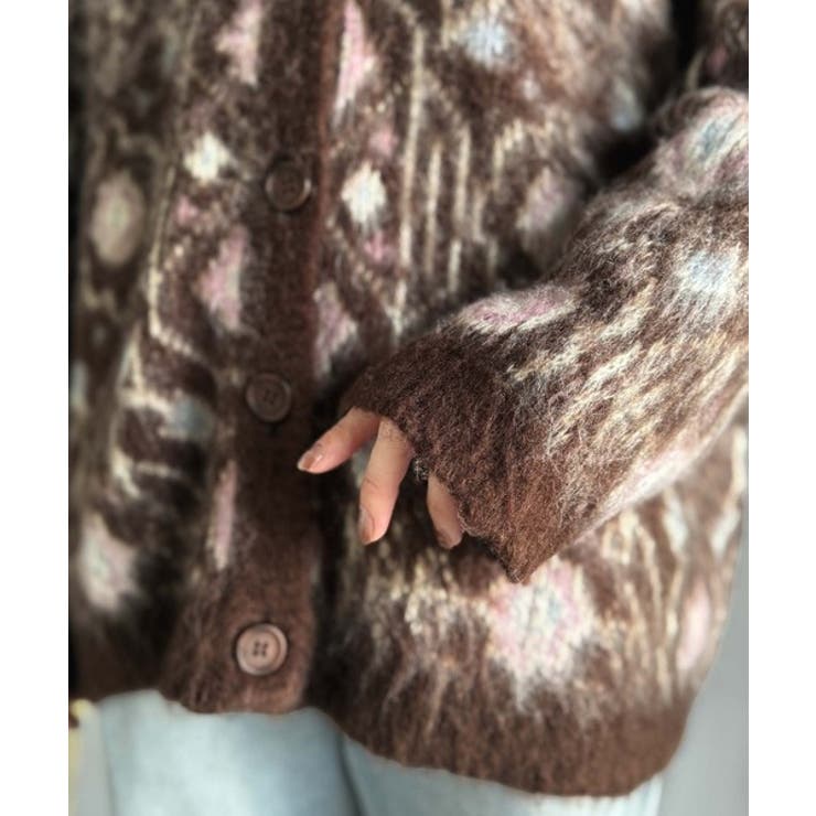 大人可愛いヴィンテージ調。モヘアタッチ前後2wayアンティークラグモチーフ柄ニッ… | Classical Elf  | 詳細画像54 