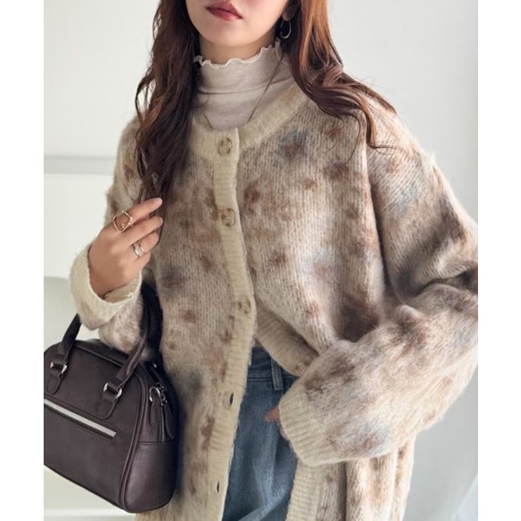 大人可愛いヴィンテージ調。モヘアタッチ前後2wayアンティークラグモチーフ柄ニッ… | Classical Elf  | 詳細画像1 