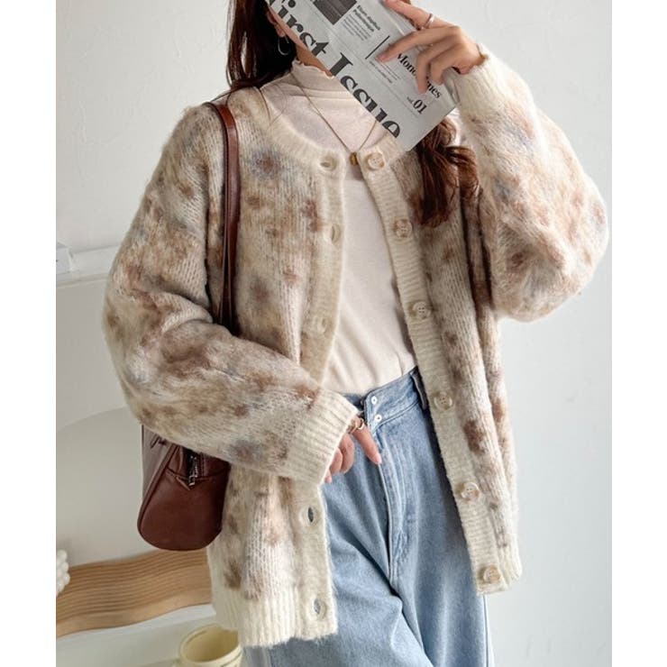 大人可愛いヴィンテージ調。モヘアタッチ前後2wayアンティークラグモチーフ柄ニッ… | Classical Elf  | 詳細画像2 