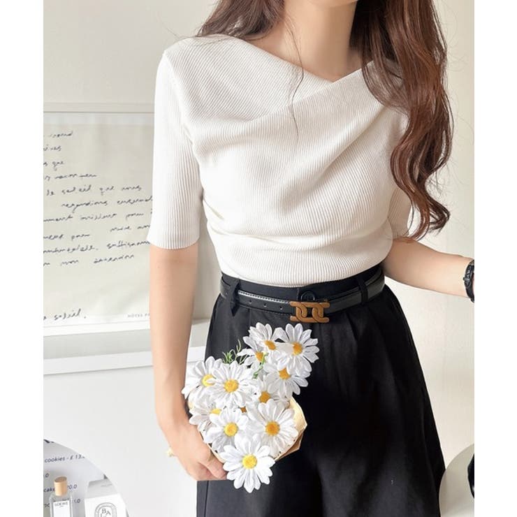 1枚で雰囲気美人。暑い日も、やっぱり上品でいたい。5分袖ドレープニット（半袖） | Classical Elf  | 詳細画像6 