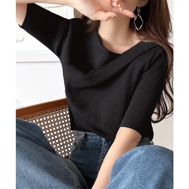 1枚で雰囲気美人。暑い日も、やっぱり上品でいたい。5分袖ドレープニット（半袖） | Classical Elf  | 詳細画像9 