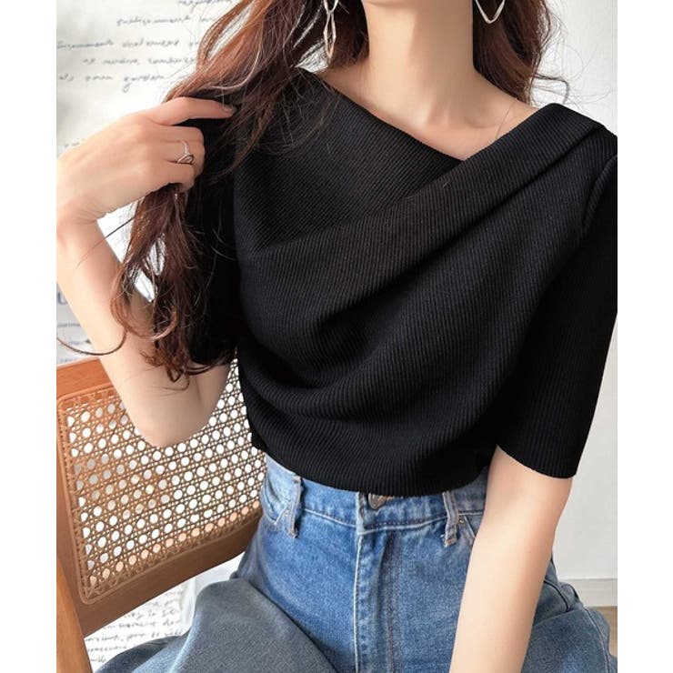 1枚で雰囲気美人。暑い日も、やっぱり上品でいたい。5分袖ドレープニット（半袖） | Classical Elf  | 詳細画像10 