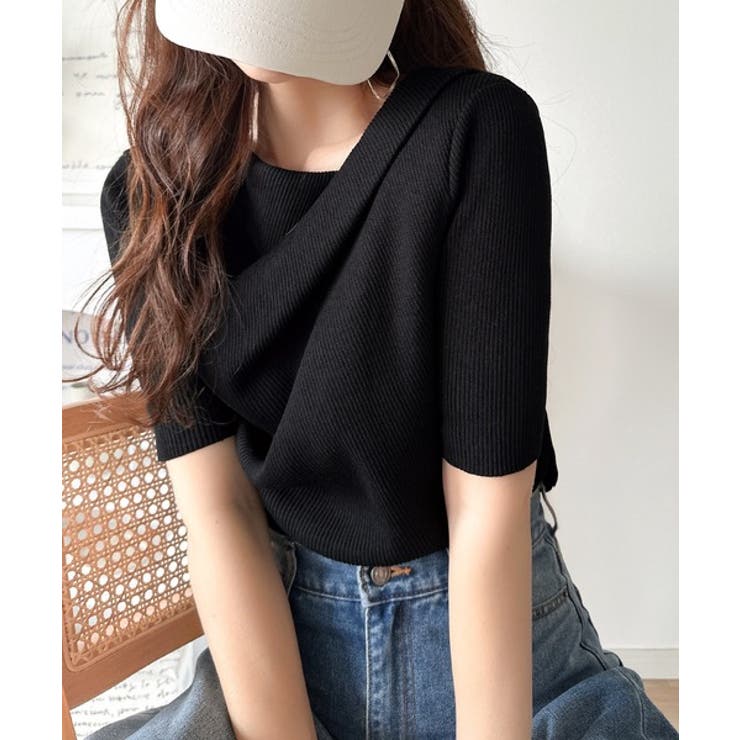 1枚で雰囲気美人。暑い日も、やっぱり上品でいたい。5分袖ドレープニット（半袖） | Classical Elf  | 詳細画像12 