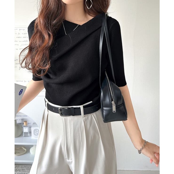 1枚で雰囲気美人。暑い日も、やっぱり上品でいたい。5分袖ドレープニット（半袖） | Classical Elf  | 詳細画像13 