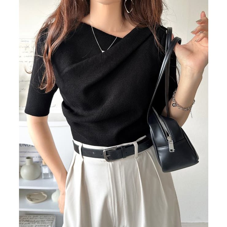 1枚で雰囲気美人。暑い日も、やっぱり上品でいたい。5分袖ドレープニット（半袖） | Classical Elf  | 詳細画像16 