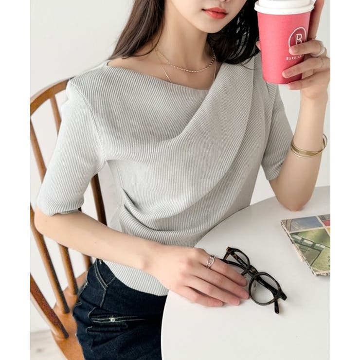 1枚で雰囲気美人。暑い日も、やっぱり上品でいたい。5分袖ドレープニット（半袖） | Classical Elf  | 詳細画像19 