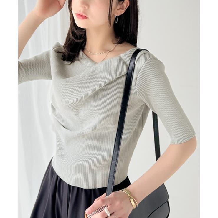 1枚で雰囲気美人。暑い日も、やっぱり上品でいたい。5分袖ドレープニット（半袖） | Classical Elf  | 詳細画像21 