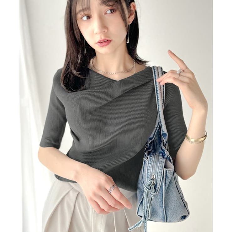 1枚で雰囲気美人。暑い日も、やっぱり上品でいたい。5分袖ドレープニット（半袖） | Classical Elf  | 詳細画像30 