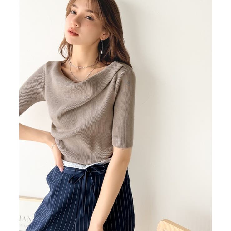 1枚で雰囲気美人。暑い日も、やっぱり上品でいたい。5分袖ドレープニット（半袖） | Classical Elf  | 詳細画像39 