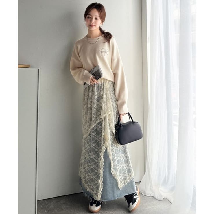 スウェットライクで”魅せる”大人のリラクシーな1枚。胸元サインロゴ刺繍入りニット… | Classical Elf  | 詳細画像5 