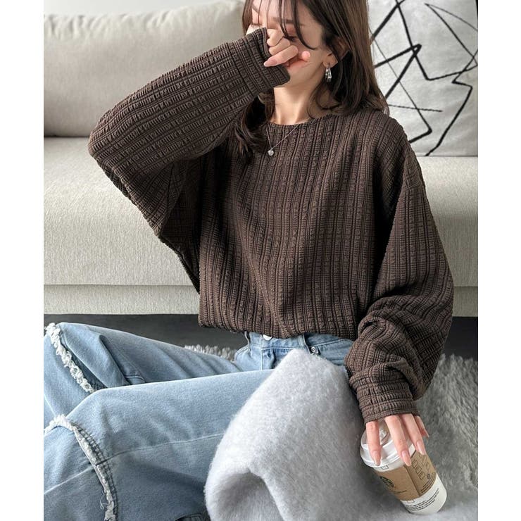 ブラウン | ゆったりシルエットでこなれ感をプラス。フクレジャガードトップス（長袖） | Classical Elf 