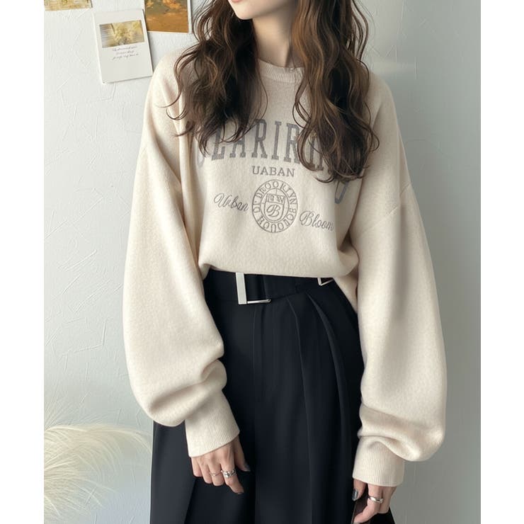 カレッジスタイルで秋めく。トレンド感たっぷりのエンブレムロゴ入りダブルジャガード… | Classical Elf  | 詳細画像1 