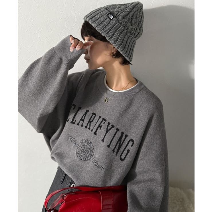 カレッジスタイルで秋めく。トレンド感たっぷりのエンブレムロゴ入りダブルジャガード… | Classical Elf  | 詳細画像8 