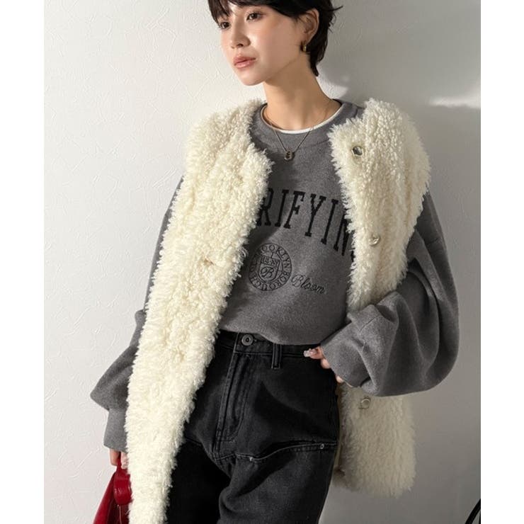 カレッジスタイルで秋めく。トレンド感たっぷりのエンブレムロゴ入りダブルジャガード… | Classical Elf  | 詳細画像13 