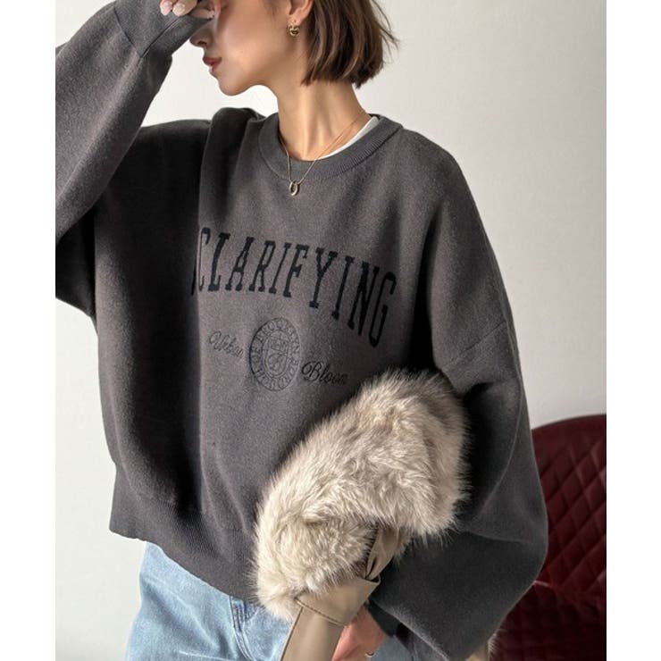 カレッジスタイルで秋めく。トレンド感たっぷりのエンブレムロゴ入りダブルジャガード… | Classical Elf  | 詳細画像14 