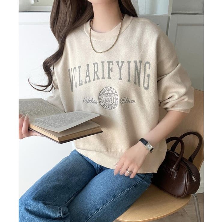 カレッジスタイルで秋めく。トレンド感たっぷりのエンブレムロゴ入りダブルジャガード… | Classical Elf  | 詳細画像5 