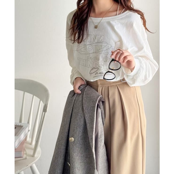 古着感のある緩さが今っぽ可愛い。綿100％前後2WAYワイドネックロンTEE（長… | Classical Elf  | 詳細画像5 