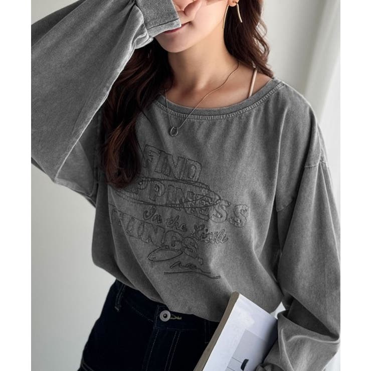 古着感のある緩さが今っぽ可愛い。綿100％前後2WAYワイドネックロンTEE（長… | Classical Elf  | 詳細画像8 