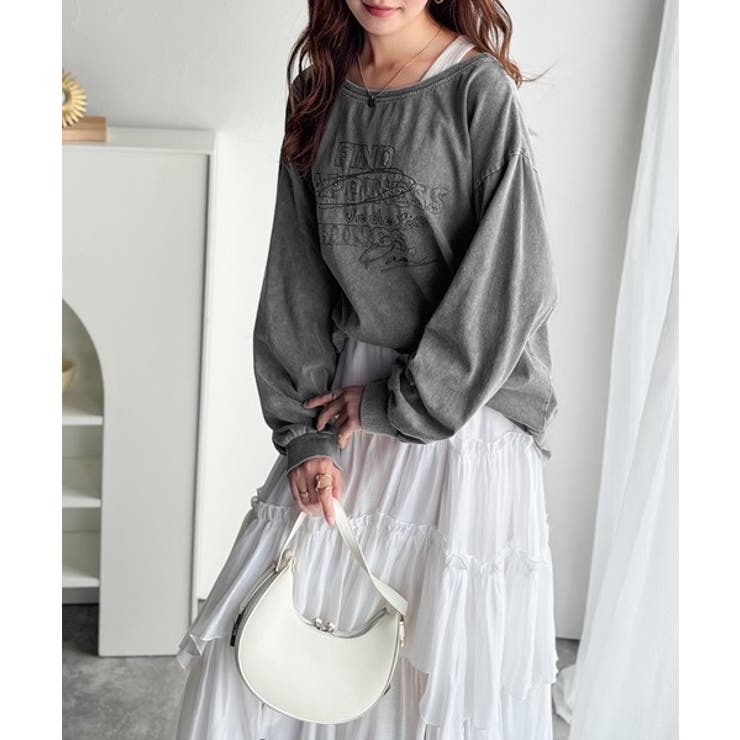 古着感のある緩さが今っぽ可愛い。綿100％前後2WAYワイドネックロンTEE（長… | Classical Elf  | 詳細画像9 