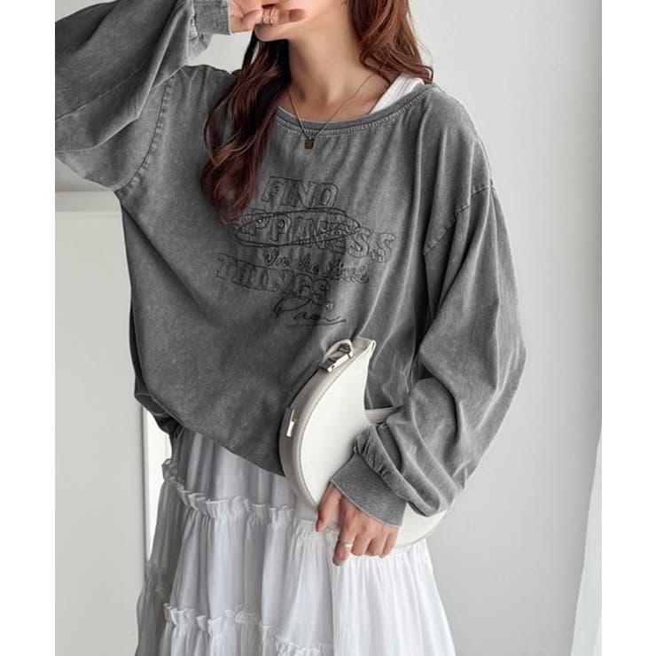 古着感のある緩さが今っぽ可愛い。綿100％前後2WAYワイドネックロンTEE（長… | Classical Elf  | 詳細画像12 