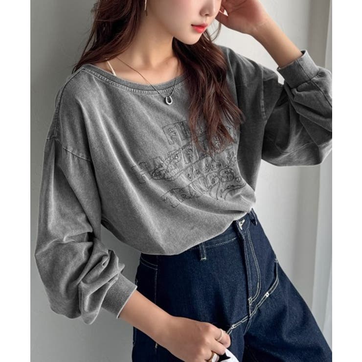 古着感のある緩さが今っぽ可愛い。綿100％前後2WAYワイドネックロンTEE（長… | Classical Elf  | 詳細画像13 