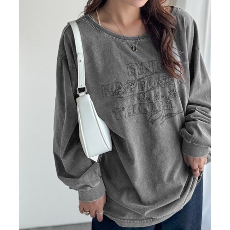 古着感のある緩さが今っぽ可愛い。綿100％前後2WAYワイドネックロンTEE（長… | Classical Elf  | 詳細画像14 