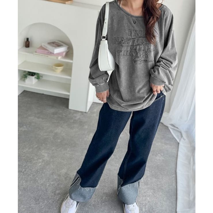 古着感のある緩さが今っぽ可愛い。綿100％前後2WAYワイドネックロンTEE（長… | Classical Elf  | 詳細画像15 