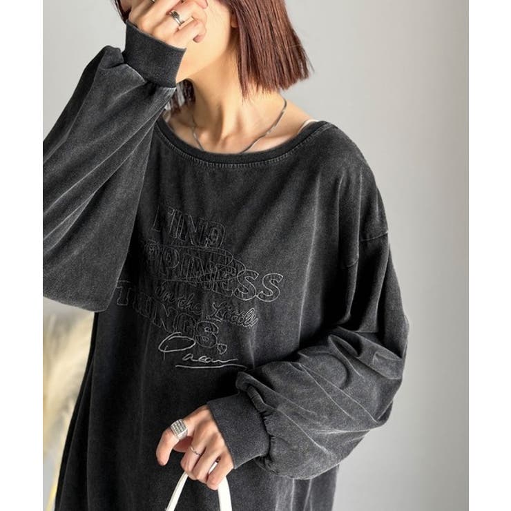 古着感のある緩さが今っぽ可愛い。綿100％前後2WAYワイドネックロンTEE（長… | Classical Elf  | 詳細画像16 