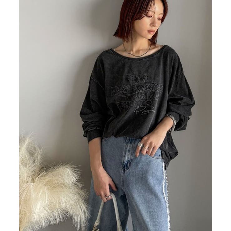 古着感のある緩さが今っぽ可愛い。綿100％前後2WAYワイドネックロンTEE（長… | Classical Elf  | 詳細画像21 