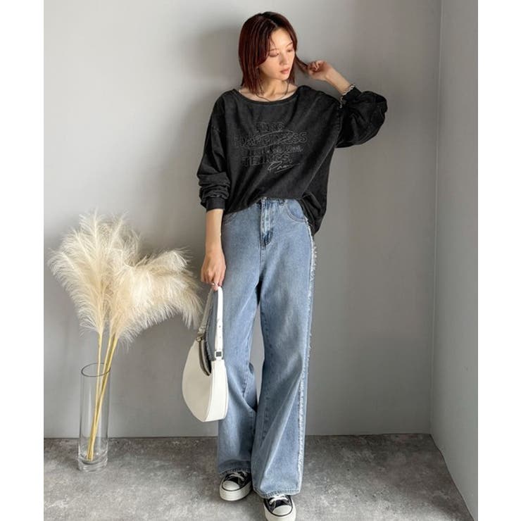 古着感のある緩さが今っぽ可愛い。綿100％前後2WAYワイドネックロンTEE（長… | Classical Elf  | 詳細画像23 