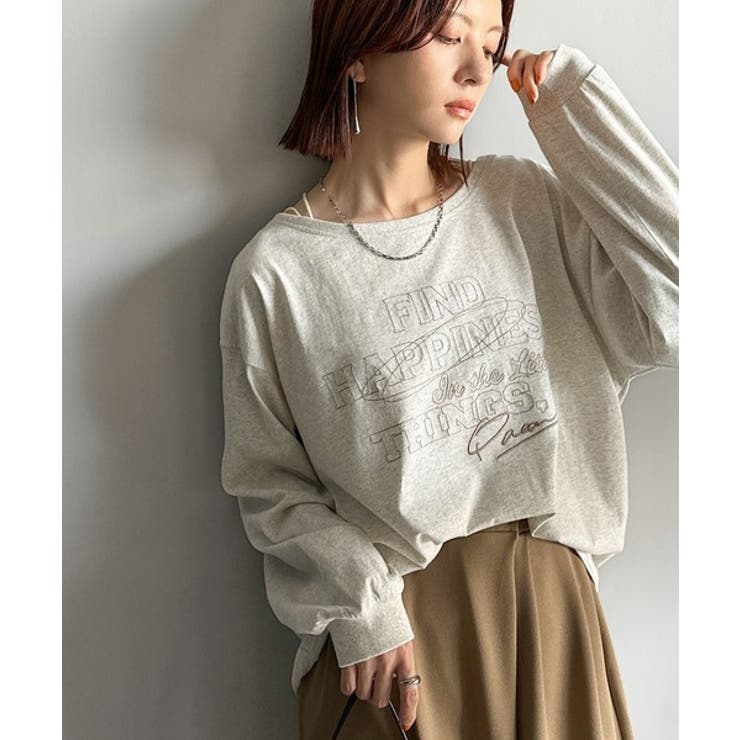 古着感のある緩さが今っぽ可愛い。綿100％前後2WAYワイドネックロンTEE（長… | Classical Elf  | 詳細画像33 