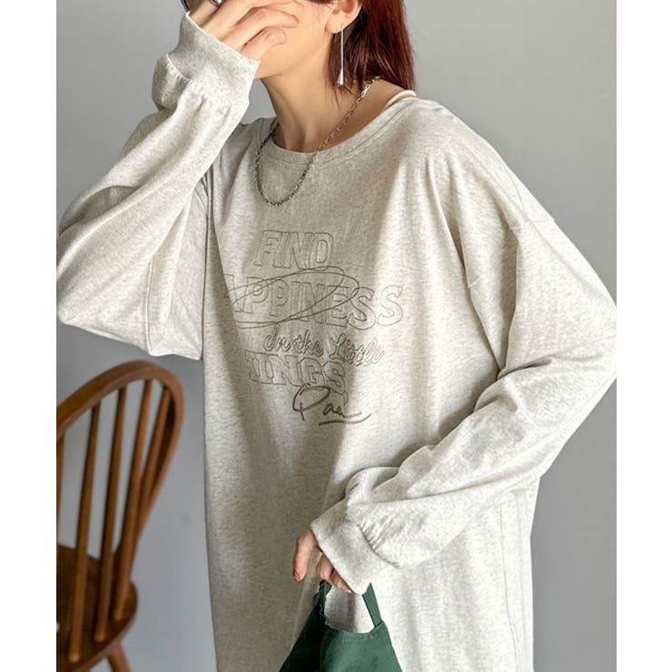 古着感のある緩さが今っぽ可愛い。綿100％前後2WAYワイドネックロンTEE（長… | Classical Elf  | 詳細画像34 