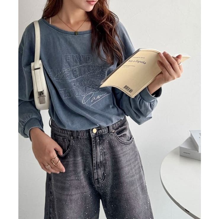 古着感のある緩さが今っぽ可愛い。綿100％前後2WAYワイドネックロンTEE（長… | Classical Elf  | 詳細画像40 