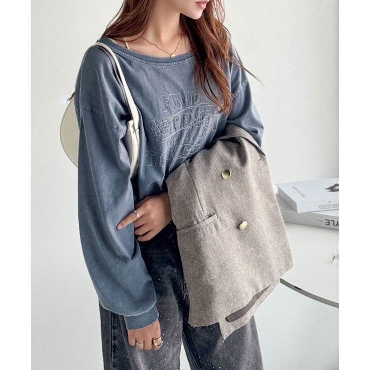 古着感のある緩さが今っぽ可愛い。綿100％前後2WAYワイドネックロンTEE（長… | Classical Elf  | 詳細画像41 