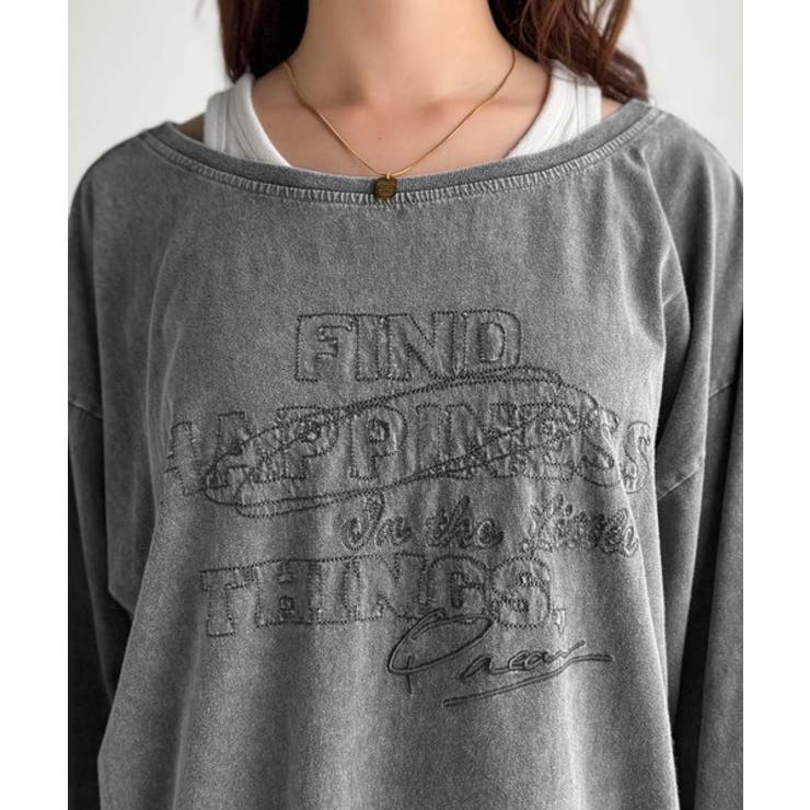 古着感のある緩さが今っぽ可愛い。綿100％前後2WAYワイドネックロンTEE（長… | Classical Elf  | 詳細画像42 