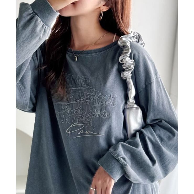 ブルー | 古着感のある緩さが今っぽ可愛い。綿100％前後2WAYワイドネックロンTEE（長… | Classical Elf 