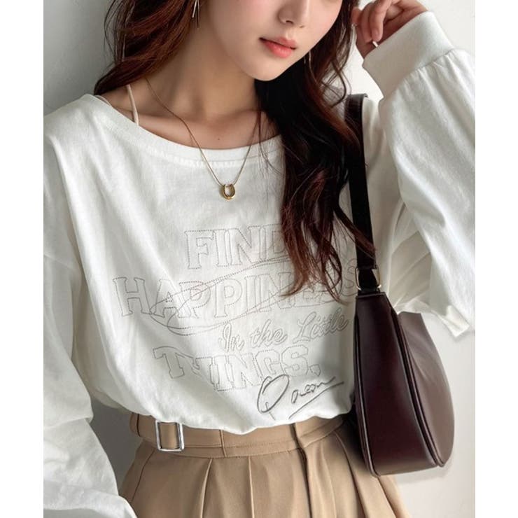 古着感のある緩さが今っぽ可愛い。綿100％前後2WAYワイドネックロンTEE（長… | Classical Elf  | 詳細画像2 