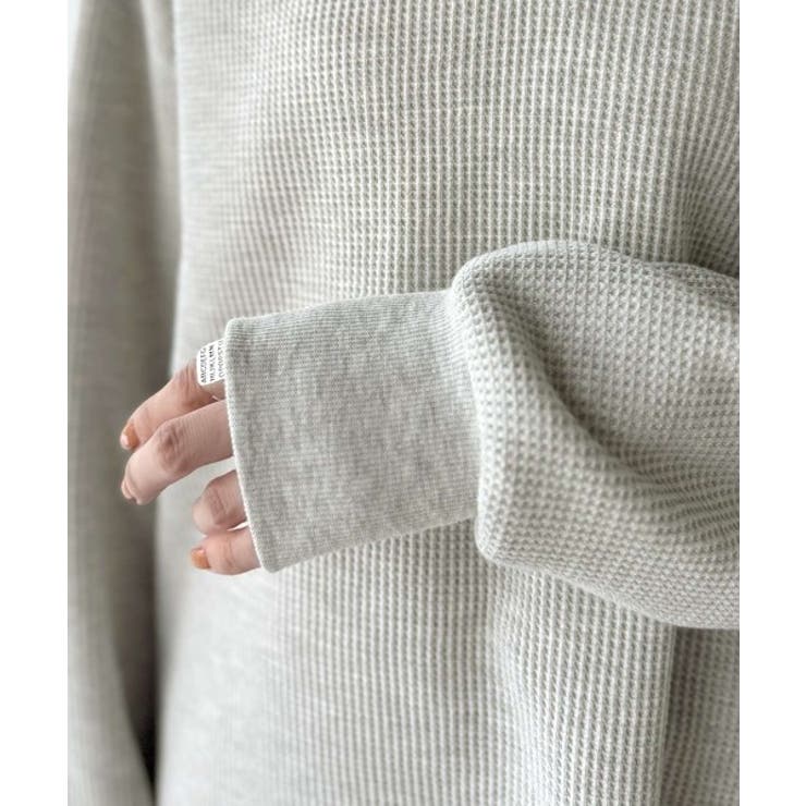 洒落感アップのこなれT。胸刺繍ワッフルオーバーサイズキーネックロンT（長袖） | Classical Elf  | 詳細画像38 