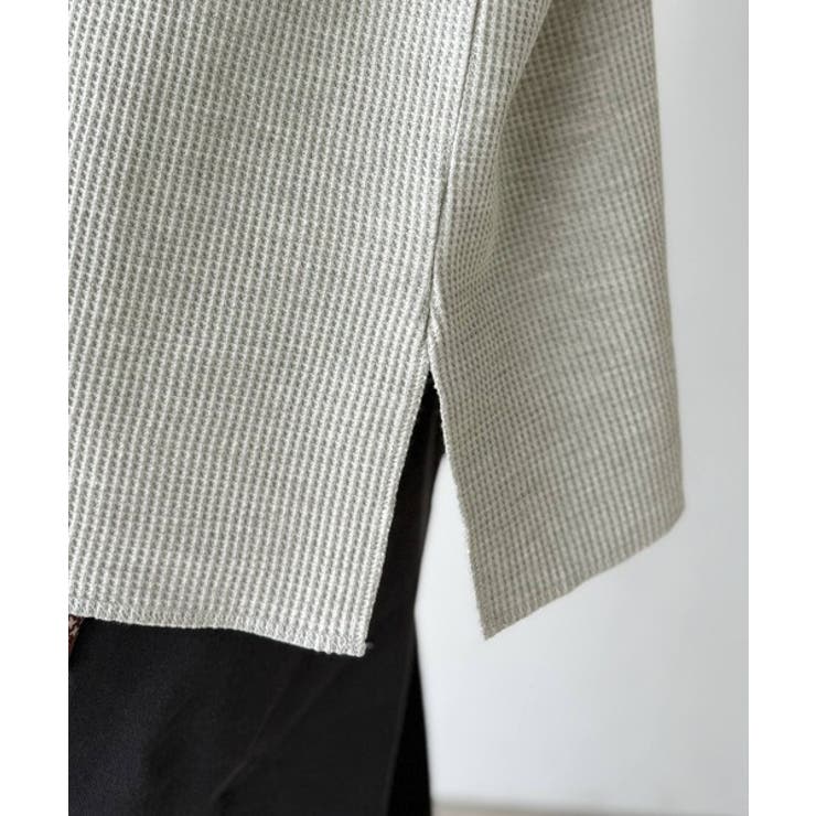 洒落感アップのこなれT。胸刺繍ワッフルオーバーサイズキーネックロンT（長袖） | Classical Elf  | 詳細画像39 