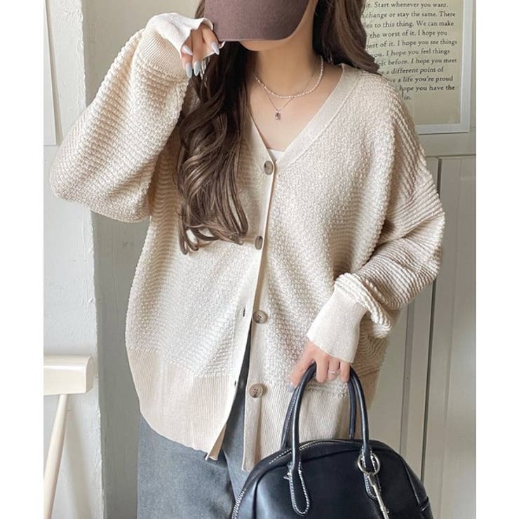 ゆるっと羽織って、即こなれ見え。表面変化ブークレニットカーディガン | Classical Elf  | 詳細画像4 