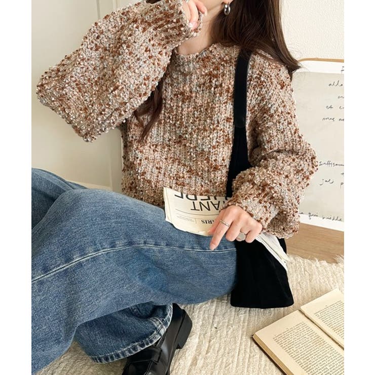 ベージュ | はじける彩りに、一目惚れ。カラフルネップヤーンニット（長袖） | Classical Elf 