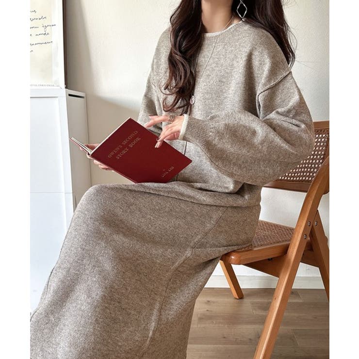 ゆるシルエットで叶える“こなれ感” 配色ニットワンピ 長袖 ロング | Classical Elf  | 詳細画像25